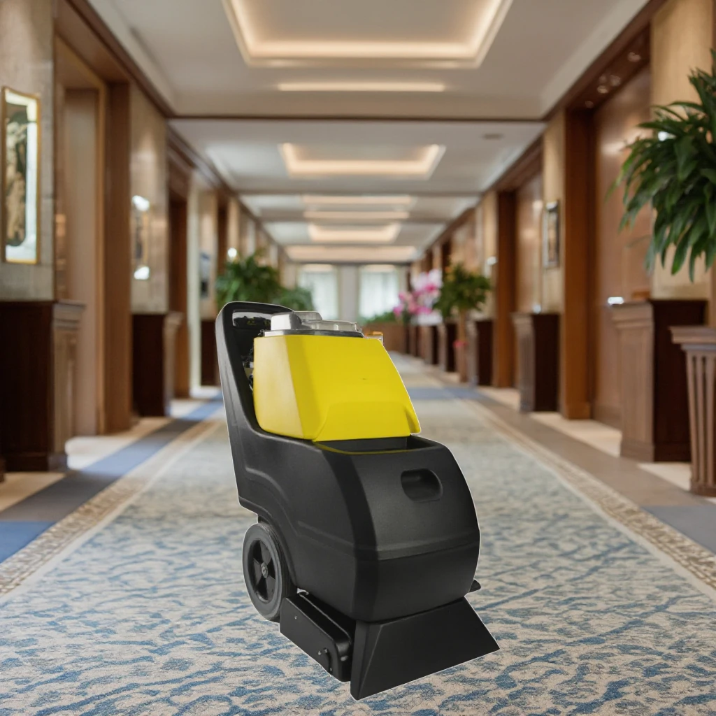 يقوم المكانس التجارية الرطبة والجافة في الفنادق بتدمج تنظيف الرش والاستخلاص مع منظفات السجاد الصناعية #2