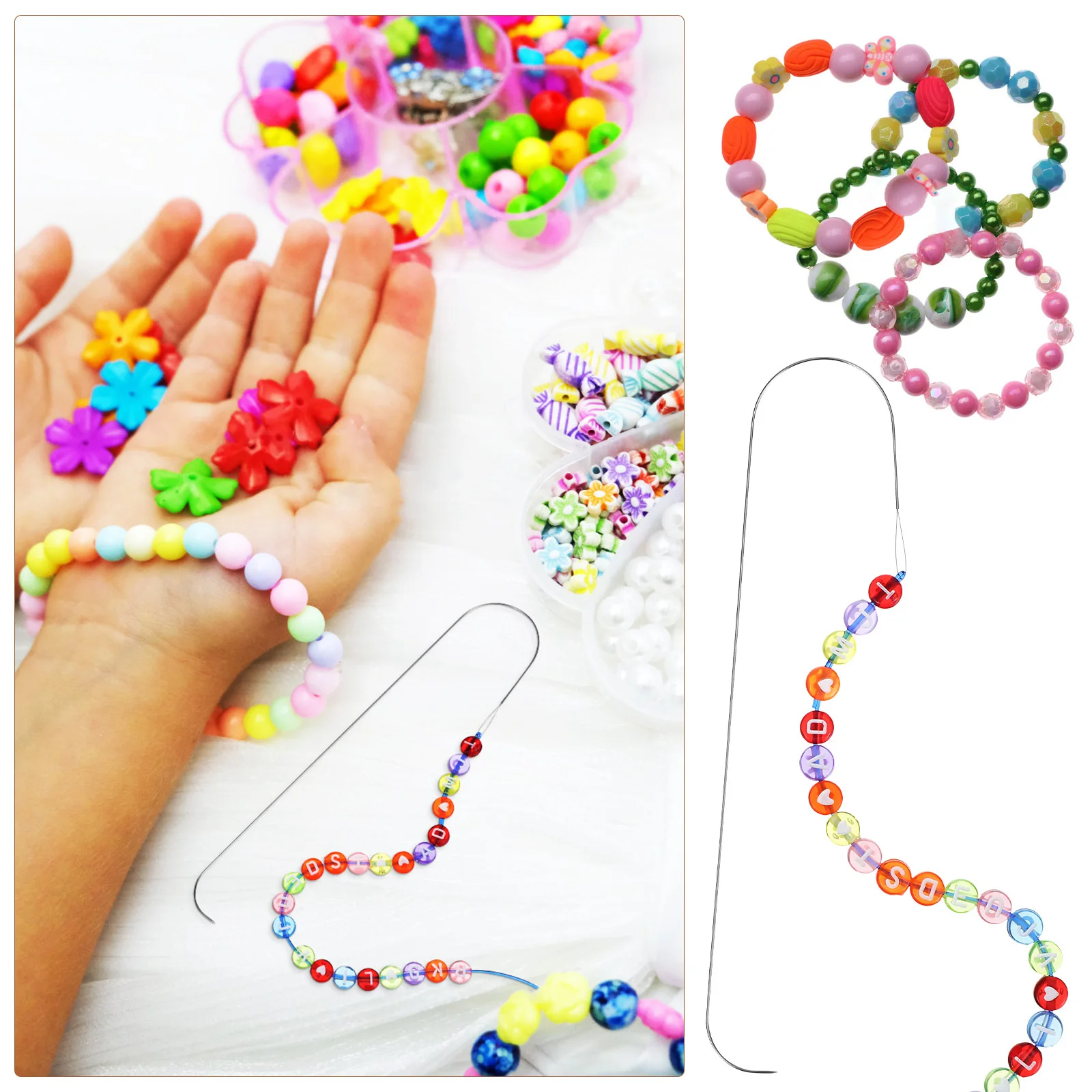 

6Pcs Metal Beading Needle with Precision Tip Efficient Bead Threader for Stringing Clay Glass Beads Jewelry Making DIY Craft