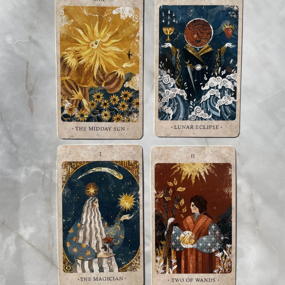 Solar Kingdom Tarot 12*7cm Magical Journey Cosmic Insight 86 Pcs Divination Cards in Rigid Box Unique Indie Tarot Deck