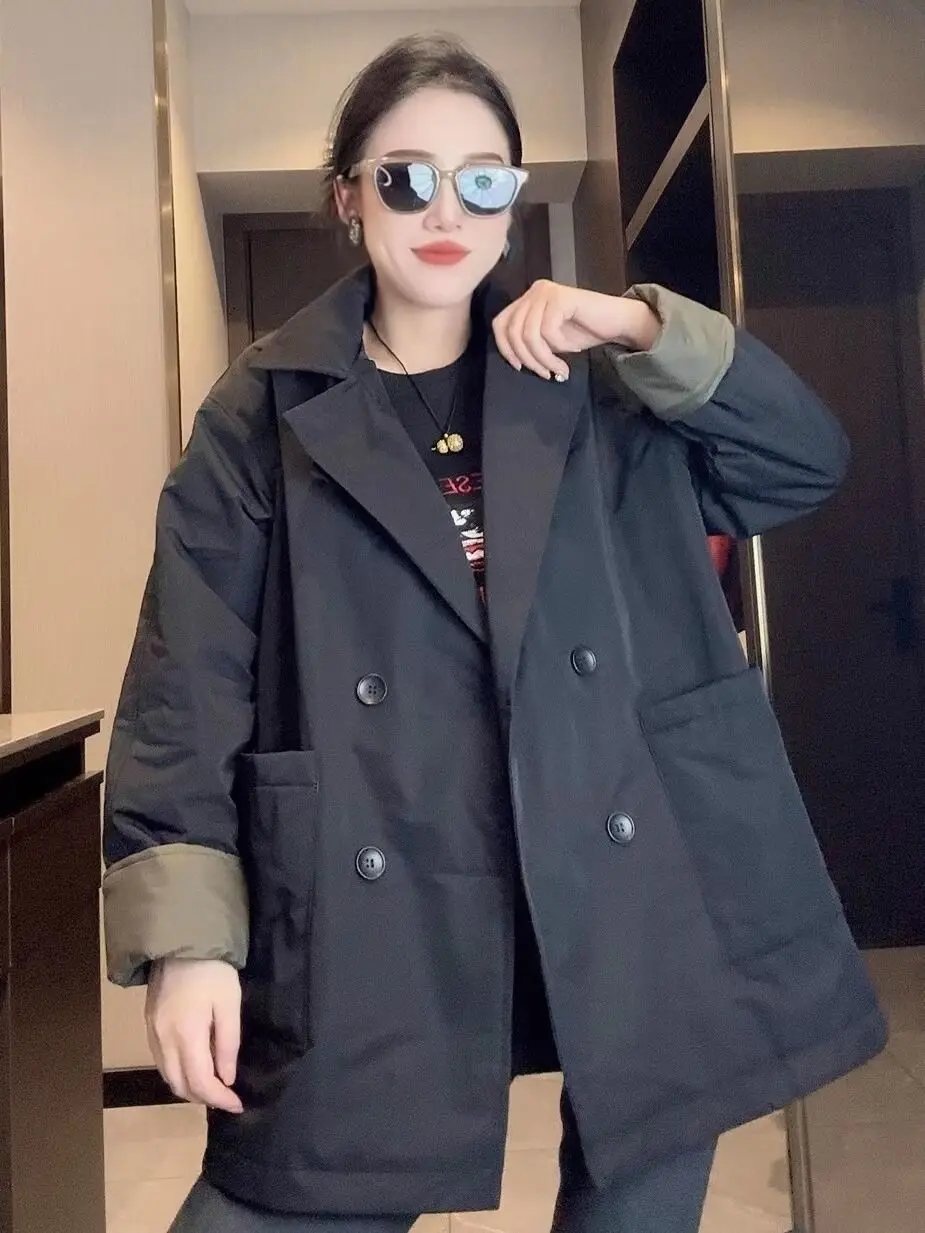 Spring and Autumn New Women's Oversized Cotton Jacket Loose Commuter Suit Collar Jacket