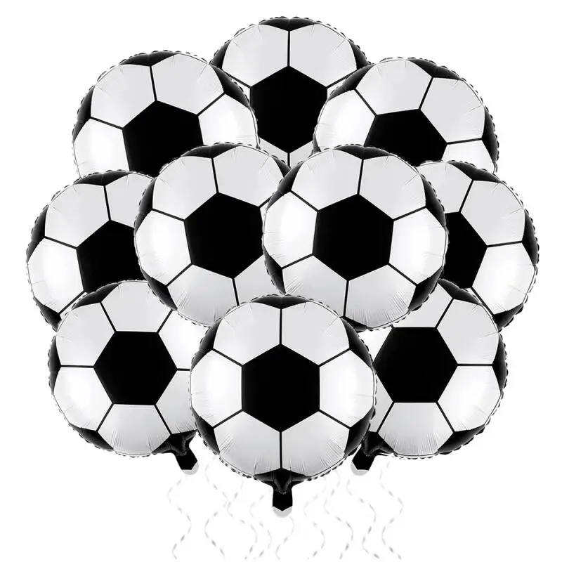 10 Stück 18 Zoll Fußballballballons Fußball-Motto-Partydekorationen Folien-Fußballballballons für Geburtstagssport-Partyzubehör