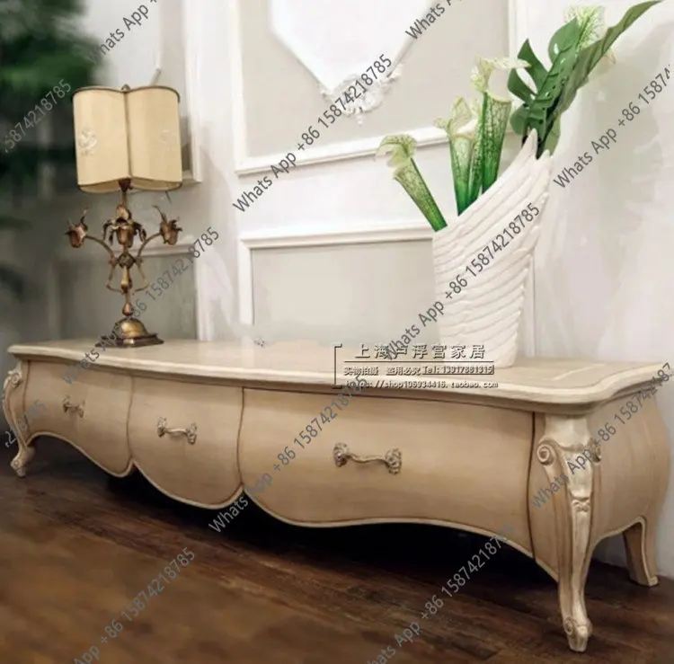 solid wood TV audio-visual cabinet, living room locker, French coffee table TV cabinet combination small apartment