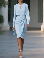 Elegant Woman Dress  O Neck Hollow Out Long Sleeve Office Dress Women Slim A-Line Party Long Dresses - Image 4