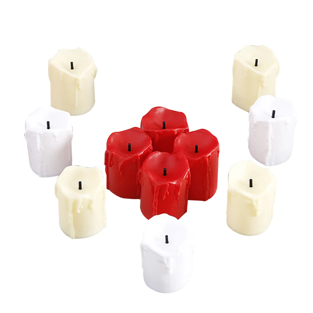 

2Pcs Warm White LED Simulation Lights Realistic Flickering Effect Flameless Electronic Candles for Home Bar Cafe Night