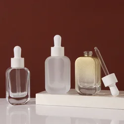 30ml Essential Oil Dropper Bottle Glass Portable Cosmetic Dispenser Bottle Essence Thick Bottom Empty Bottle Refillable Bottles