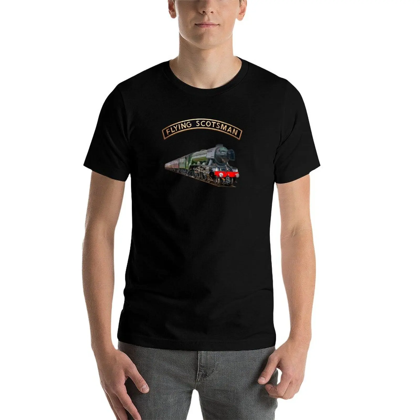 تي شيرت The Flying Scotsman and Nameplate تي شيرت شخصي تي شيرت مضحك قمصان مخصصة للرجال جرافيك