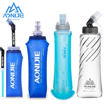 AONIJIE 250ml 500ml ขวดน้ําพับได้ขวด TPU ปลอดสาร BPA สําหรับวิ่ง Hydration Pack เอวกระเป๋าเสื้อกั๊ก SD09 SD10