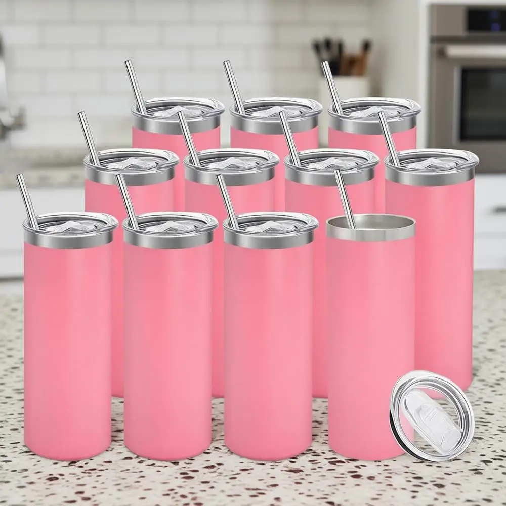 

Набор из 16 узких термокружек из нержавеющей стали с двойными стенками, прямой формы, с порошковым покрытием, с крышкой и лазерной гравировкой