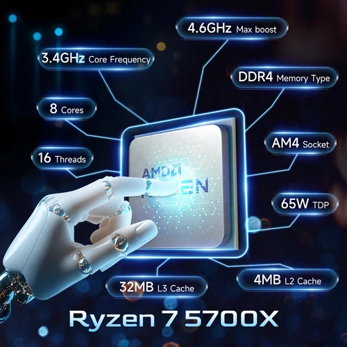 Imagen 2 del producto AMD Ryzen 7 5700X 8 núcleos 16 hilos 3,4 GHz 7NM NUEVO procesador L3 = 32M 65W Socket AM4 R7 5700X DDR4 pero sin ventilador