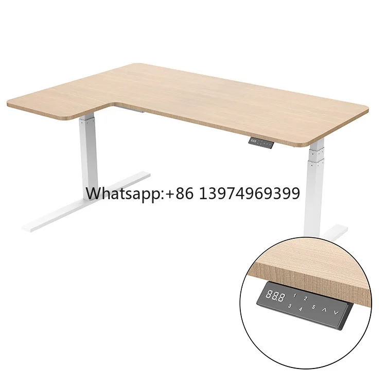 Hot Sales Modern L Shaped Electric Height Adjustable Standing Desk Sit Stand up Home Office Manager Computer Tables
