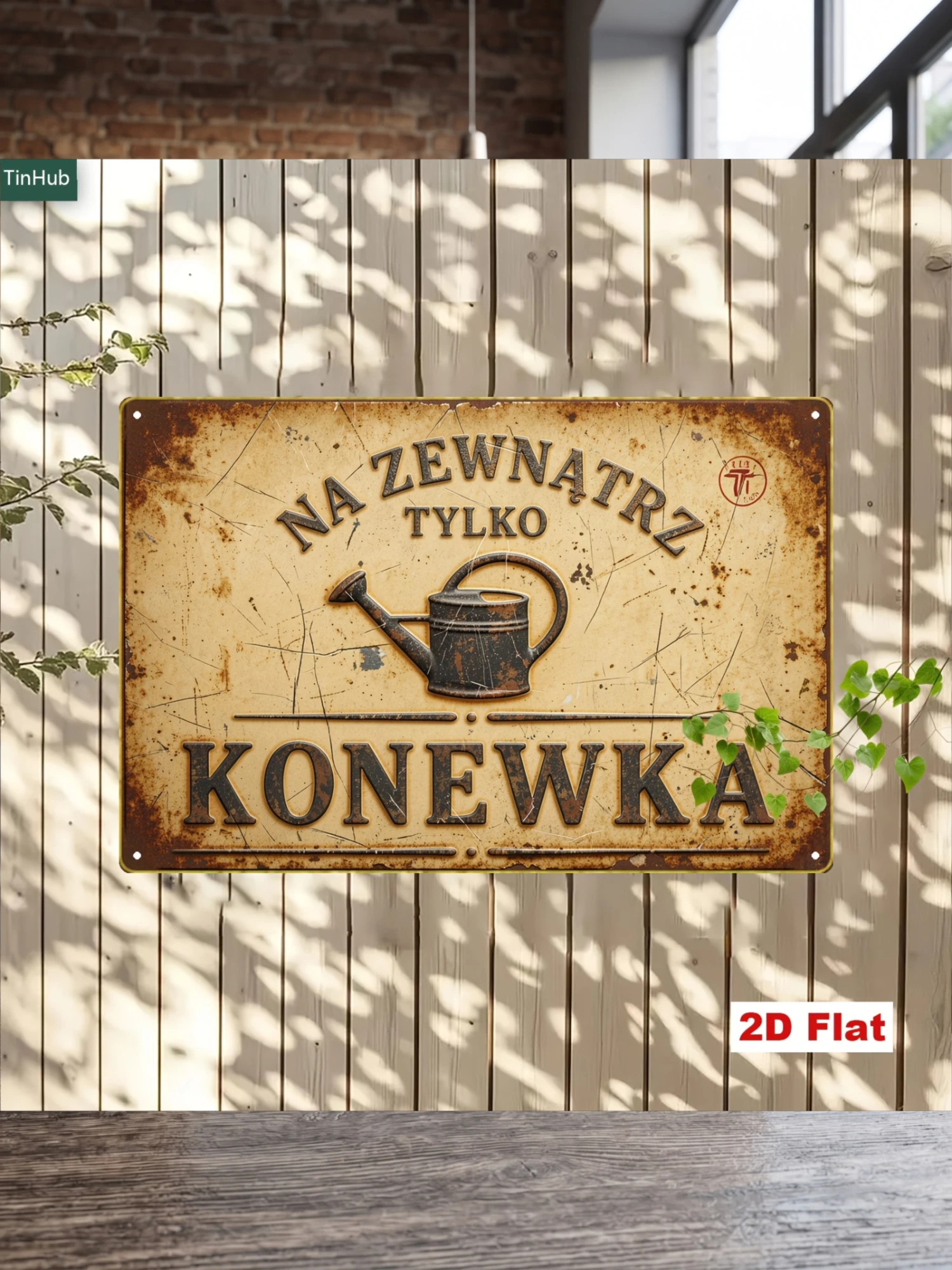 2D Flat, 2D Flat 1pc Vintage Polish Slogan Metal Sign, 7.87x11.81inch Iron Wall Decor with Watering Can Pattern and Text Design, Vintage Industrial Style Decoration, Suitable for Garden, Courtyard, Farm, Cafe, and Home Environments, Metal Hanging