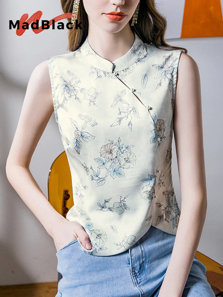 

Женский европейский топ MadBlack, сексуальный, с цветочным принтом, в стиле ретро, с пуговицами, пэчворк, приталенный, асимметричный, лето 2026, T62316CC