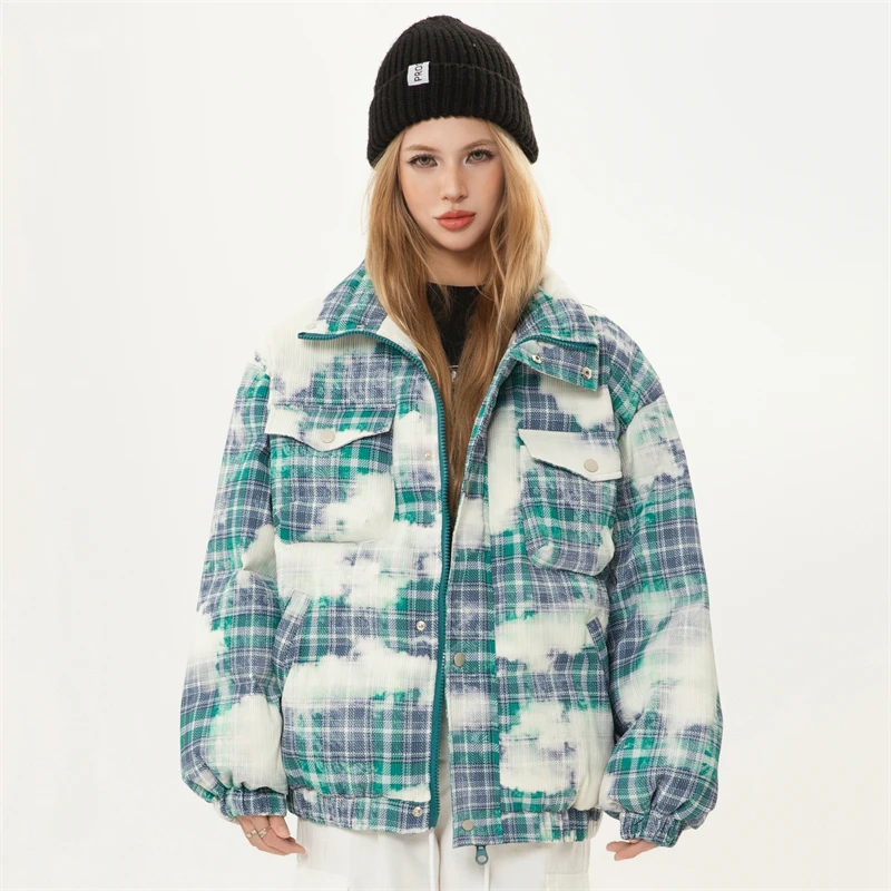 Damen-Winterjacken, Kleidung für Damen, 2024, modisch, kariert, warm, Damen-Winterkleidung, leicht, kurz, gepolstert, Jacke, Damen-Parka