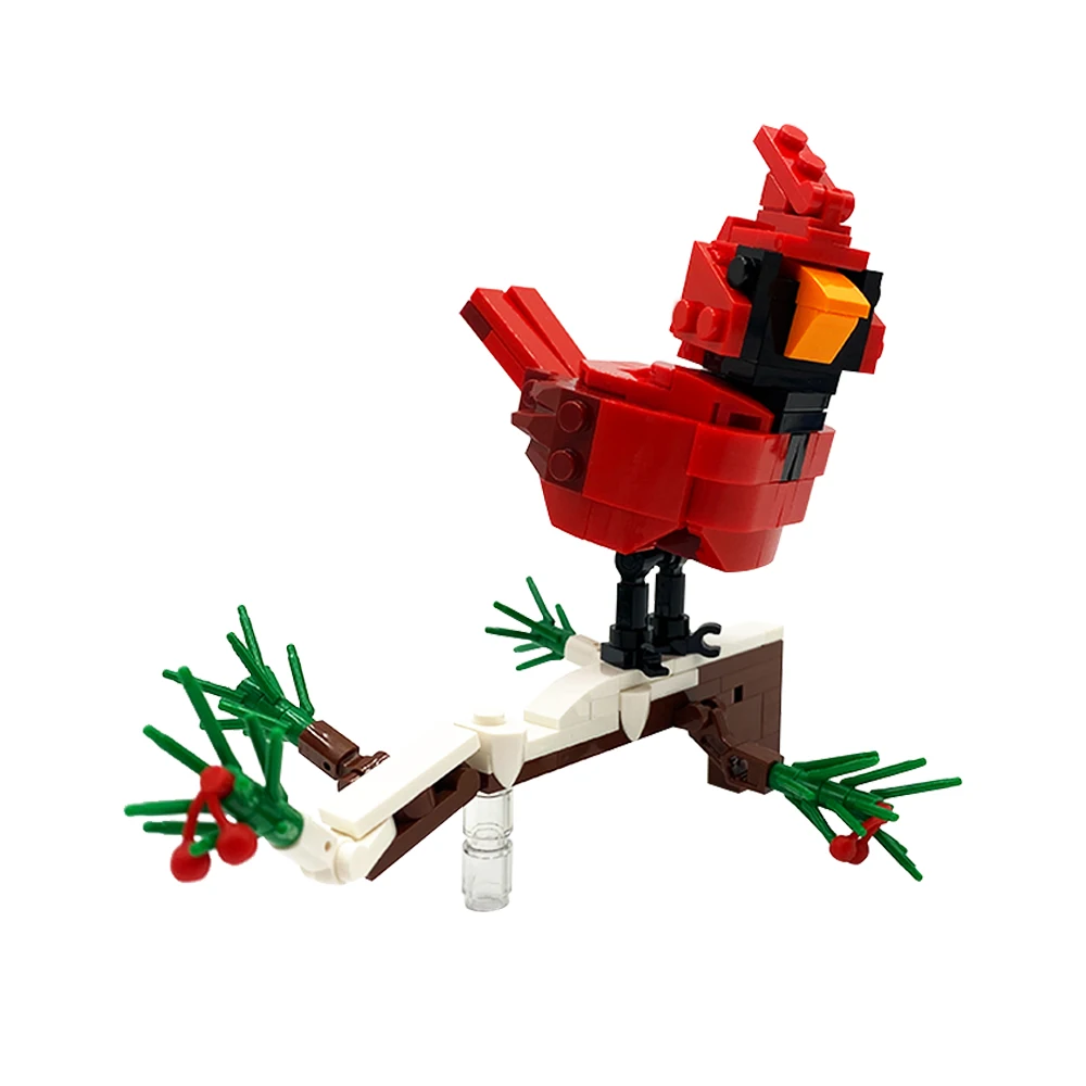 

Gobricks MOC Creativity Parrot Model Winter Cardinal Building Block set Animal Bird diy Education Brick Toys for Children Gift