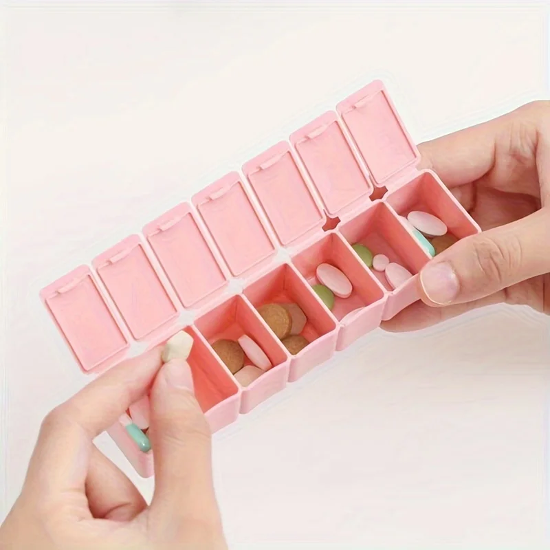[Compact Pill Organizer] Portable 3pcs Compact 7-Day Pill Organizer - Durable Plastic Daily Medicine Box with AM/PM Labels