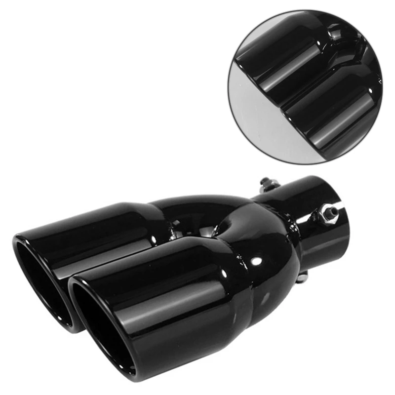 

B07A-Автомобильный универсальный глушитель из нержавеющей стали с хвостовым горлом, 73-76 мм, косой порт, двойной выпуск, хвостовая насадка