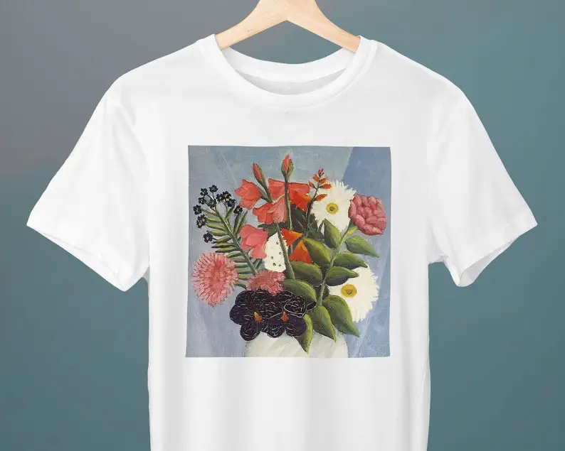 Bouquet of Flowers III, Henri Rousseau Painting, Unisex T-Shirt, Art T-Shirt, Gift for Her, Gift for Him, Art Lover Gift