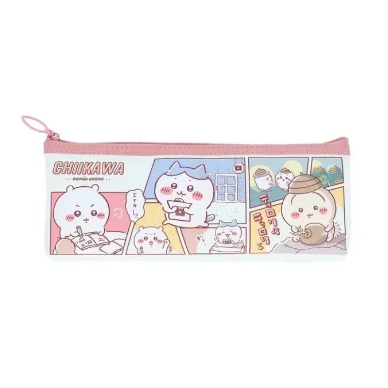 2024 Chikawa Cartoon Cute Leather Printed Pencil Stationery Bag Hachiware Usagi Anime Kawaii Girl Makeup Brush Storage Bag Gifts