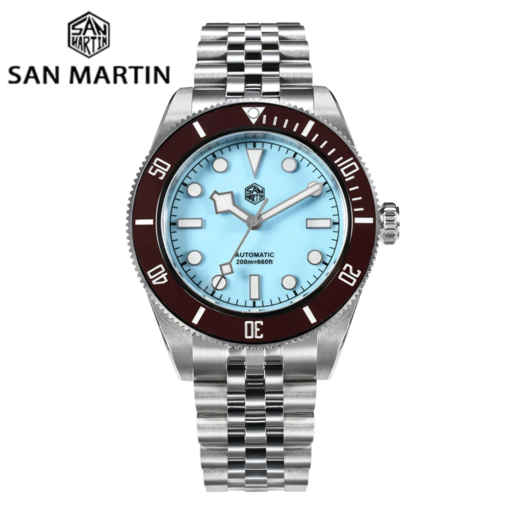 

San Martin 40mm Enamel Dial Classic Luxury BB Diver Watch NH35 Automatic Mechanical Men Watches Waterproof 200m BGW-9 SN0128