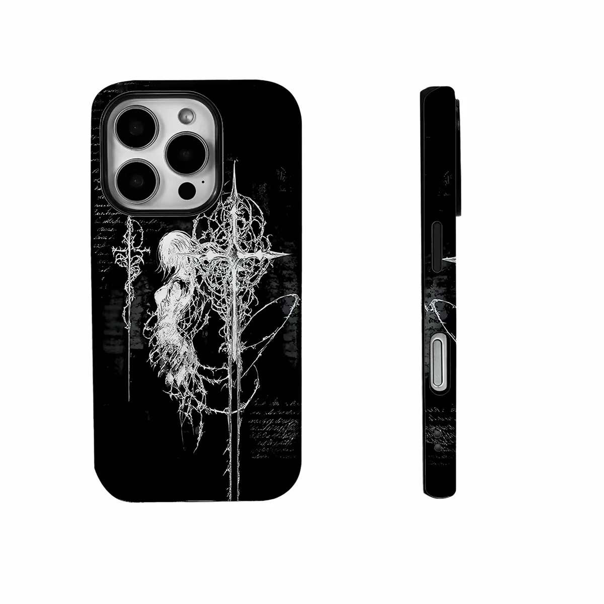 Crossed-Frame Comic Girl Dark All-In-One Phone Case, suitable for Apple iPhone.