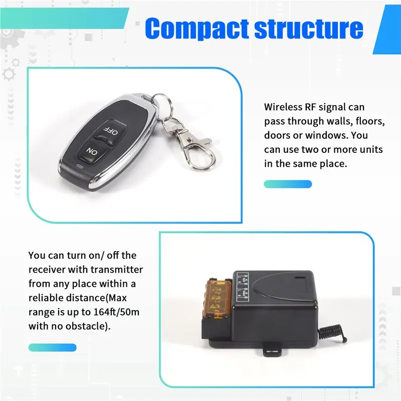 BAAJ-AC 220V 30A 1CH 433Mhz Wireless Remote Control Switch RF Relay Receiver + Off/On Transmitter For Electric Appliance Lamp