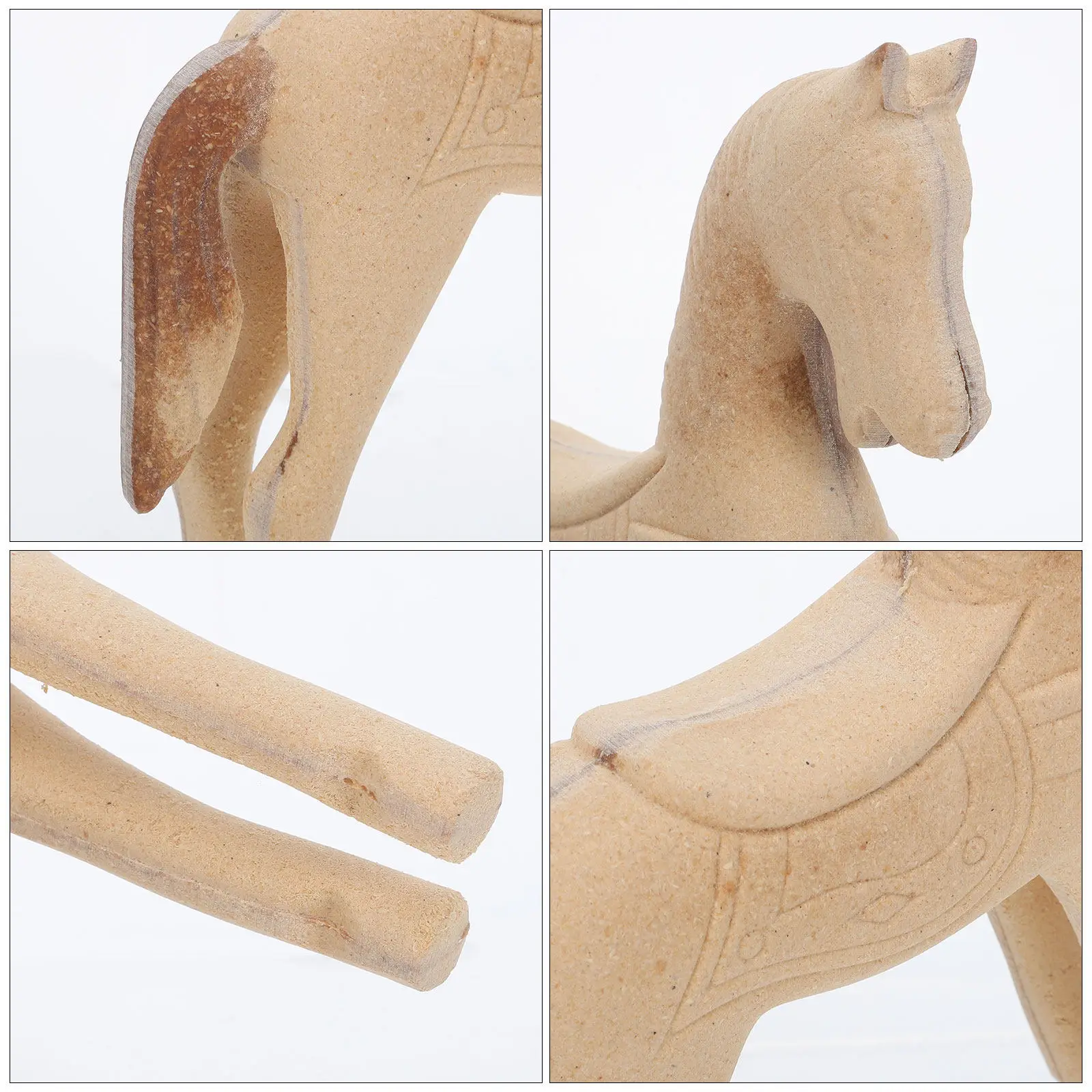 8.2x6.7 Inch Unfinished Wooden Horse Hand-Carved Animal Ornament for Painting DIY Craft Home Office Decor Wood Animal Painting