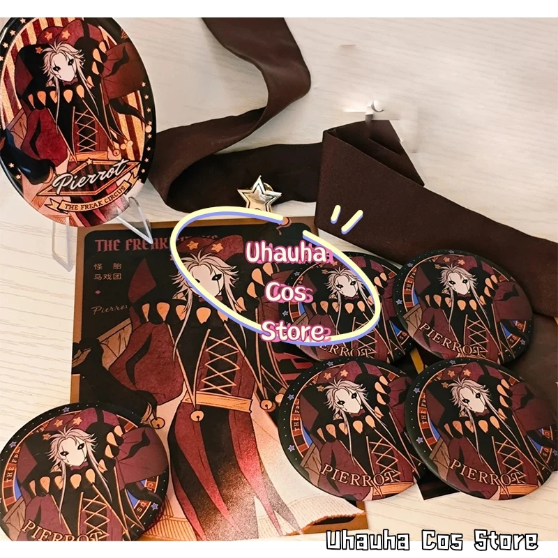 aBcUCs*The Freak Circus Pierrot Harlequin Collection Badge Decor Halloween Clown Button Pins Round Brooch Related Gifts 58mm