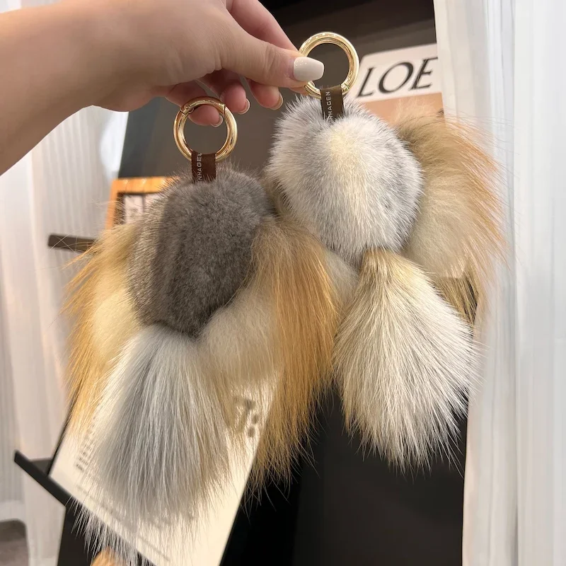 Hip Hop Mink Fur Keychain Men Annunciation Bird Pendant Keyring