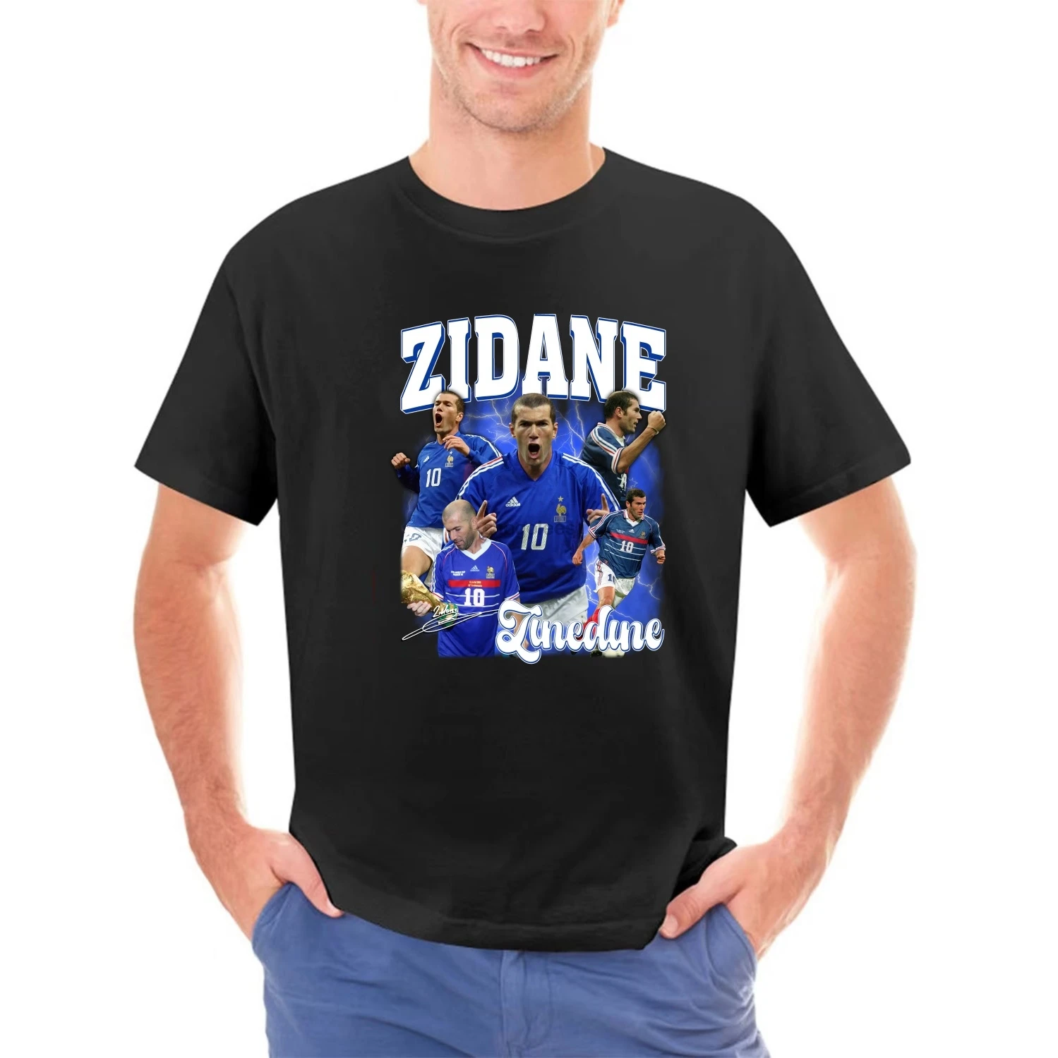 Zinedine Zidane France Graphic T-Shirt Long Sleeve T-Shirt Football Shirt France Soccer Shirt Bootleg Retro Shirt Gifts for Him