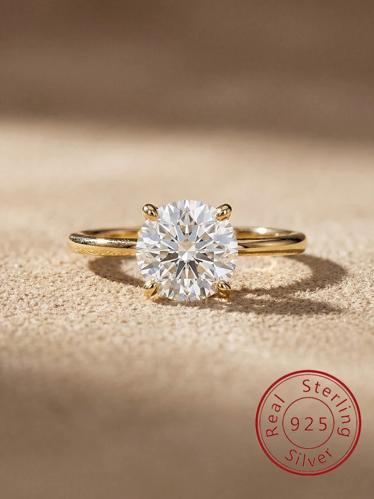 Luxury Shiny 1-3 Carats Round Zircon Ring For Women 925 Sterling Silver Engagement Wedding Gorgeous High Quality Fine Jewelry