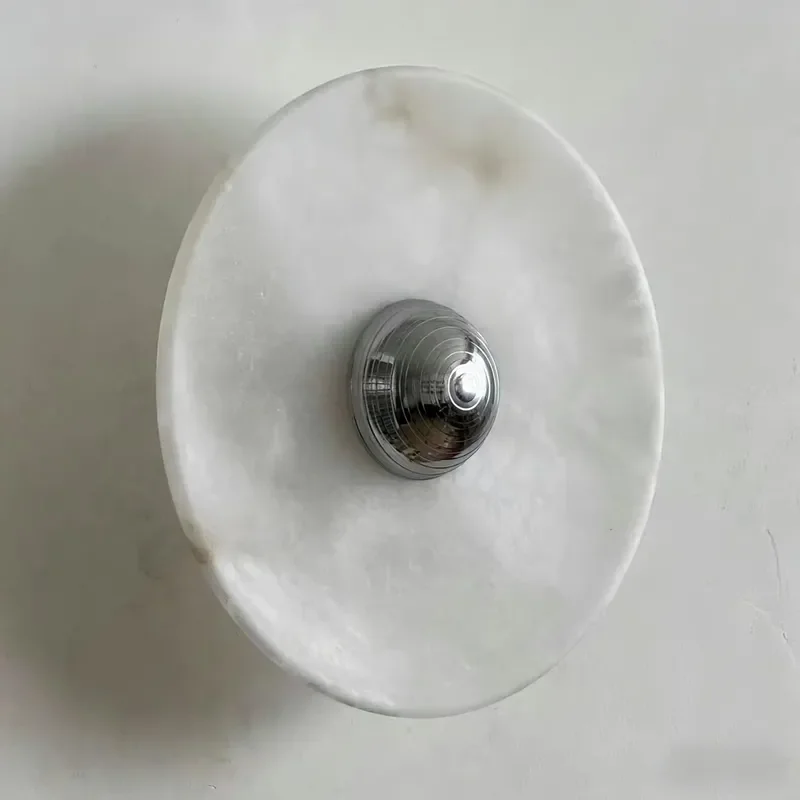 Luxury Natural Stone Wall Lamp Modern Round Alabaster Sconce for Living Room Bedroom Corridor Home Decor Lighting Fixture