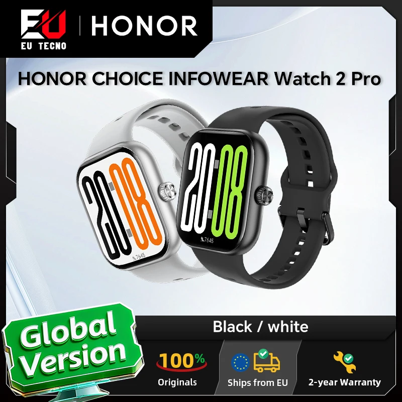Montre connectée HONOR CHOICE Watch 2 Pro, version globale, écran AMOLED à bord fin de 1,97 pouces, HONOR CHOICE INFOWEAR Watch 2 Pro