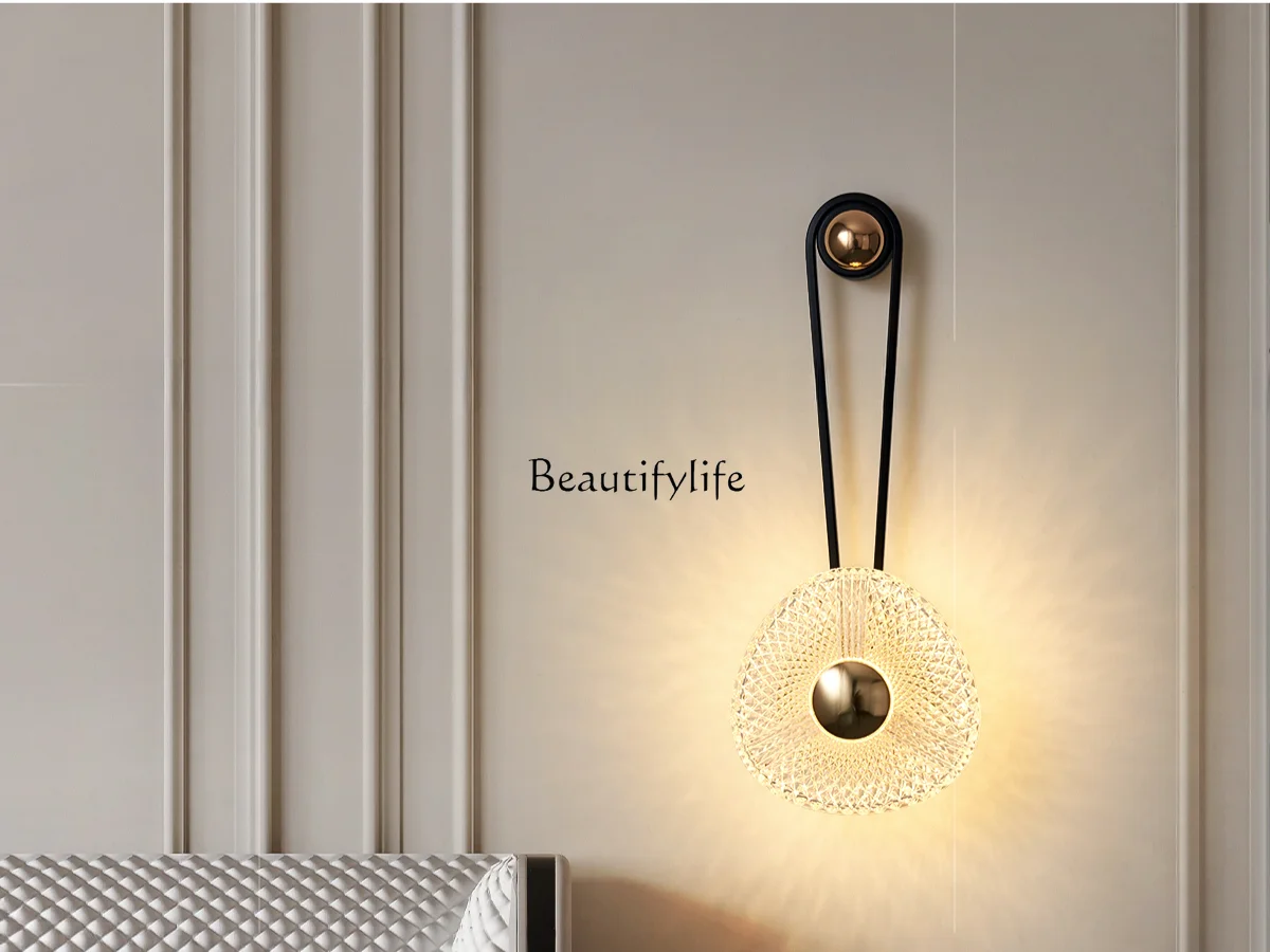 Living Room TV Background Italian Minimalist Light Luxury High-Grade Bedroom Master Bedroom Luminous Ornaments