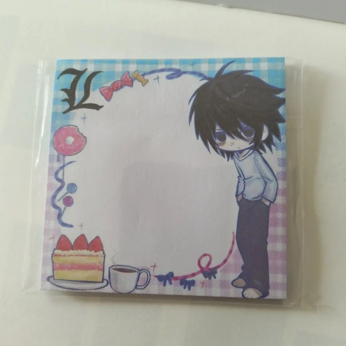 Death Note L Anime Memo Pad Cute Cartoon Notepad Portable Handwriting Note Paper Fans Stationery Gift view 4