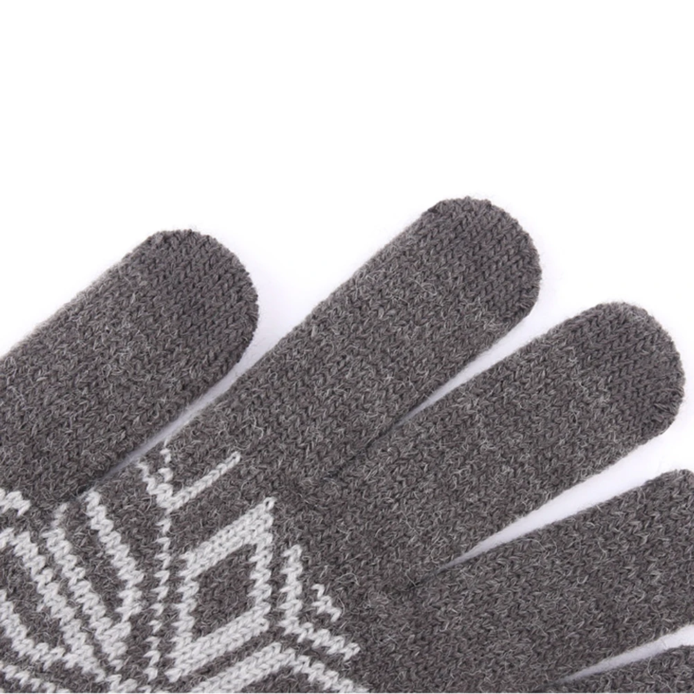 

1 Pair Screen Knitted Winter Gloves For Men Thicken Knitted Gloves Windproof Touchscreen Comfortable Grey