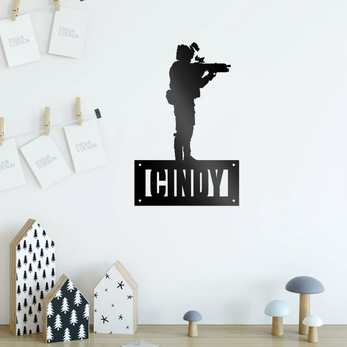 

1pc Honest dog Custom Text Iron Wall Signs Tin Plate Signs For Kids Rooms Decoration Soldiers aiming at the target.