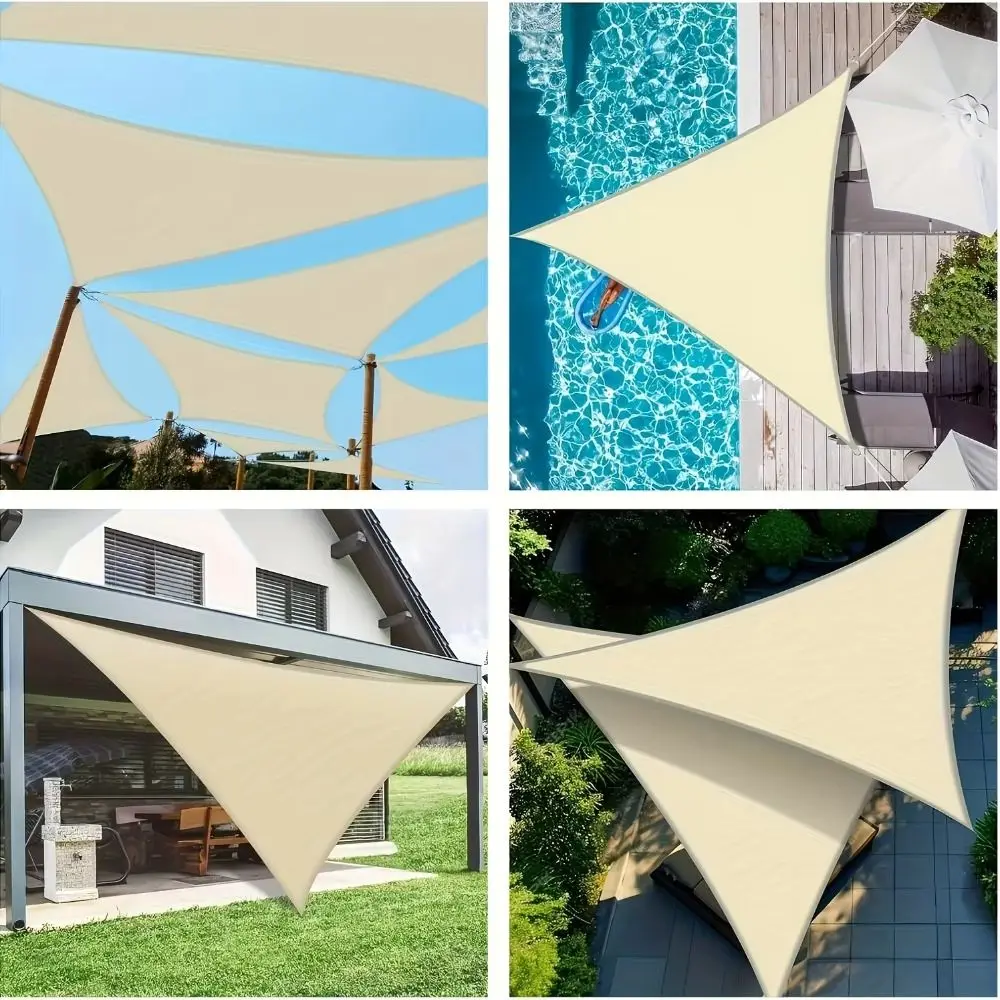 

Adjustable Triangle Waterproof Sun Shelter With Ropes 3x3x3M Size Triangle Sunshade 95% UV Block Portable Shade Sail Pool Area