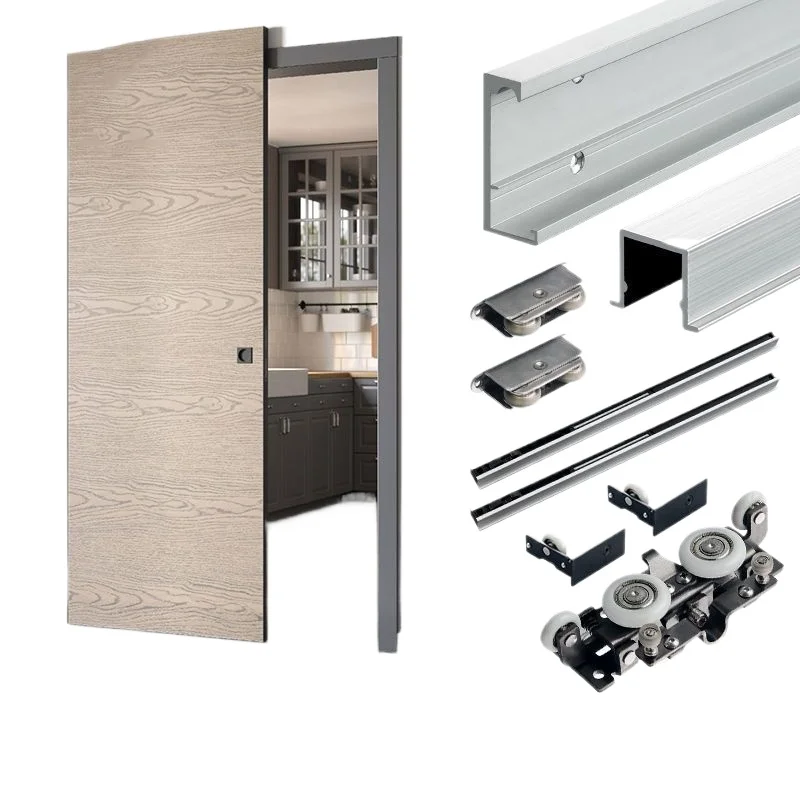 Hidden Wooden Ghost Door Track Hardware Sliding  Slide Rail Kit 80kg Load Bearing for Door Widths 700mm-1200mm