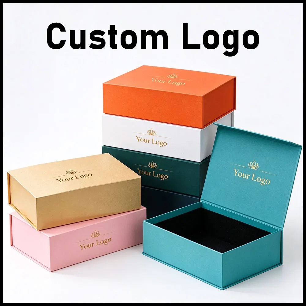 Custom Magnetic Gift Box With Logo Luxury Rigid Folding Gift Packaging Box for Jewelry Cosmetics RedWine Perfume Shoes BrandLogo