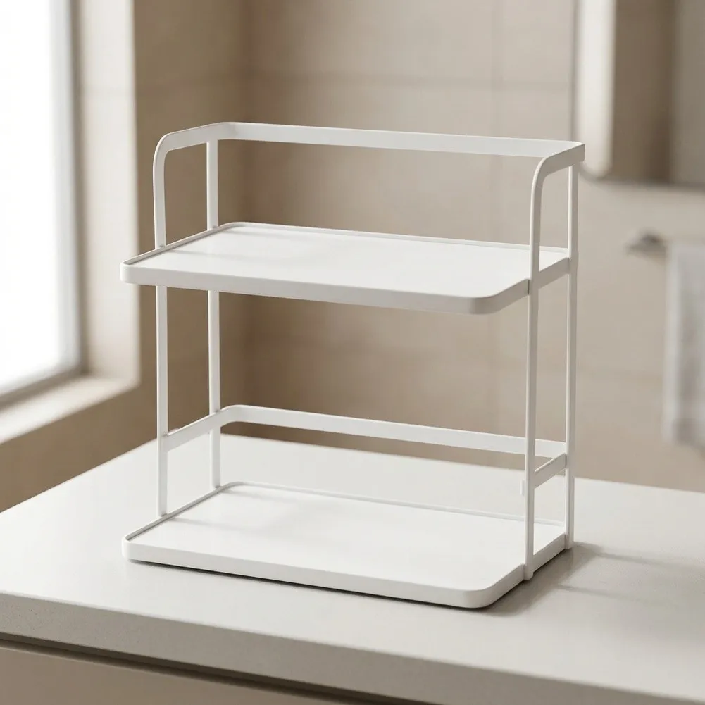 2-Tier Iron For Bathroom Counter Organizer Shelf for Vanity For Space Saving in For Bathroom Kitchen Home Decor
