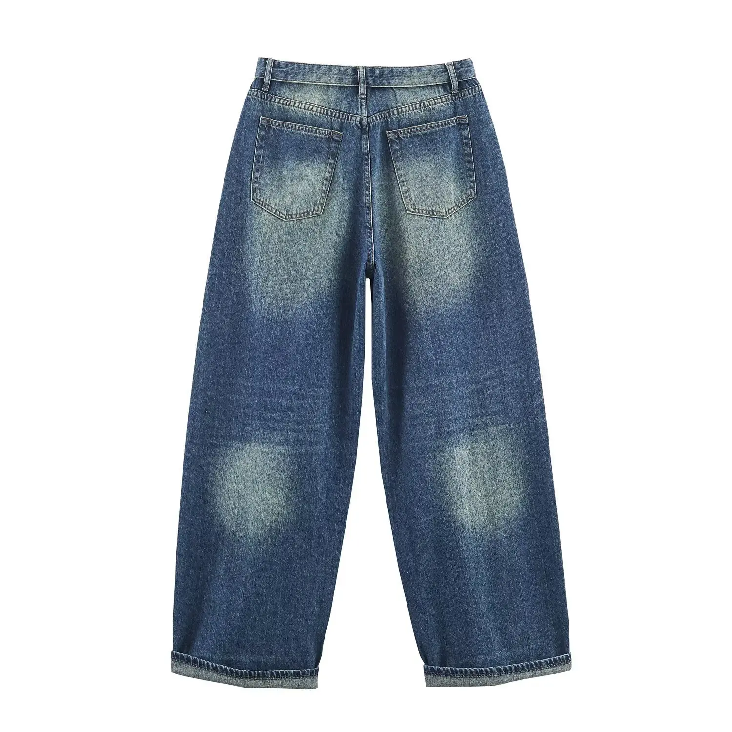 ديف آند دي ملابس امرأة أمي الجينز الحد الأدنى فضفاض الحريم الجينز الرجعية غسلها للطي الخصر الدنيم السراويل النسائية منتصف الخصر الجينز #2