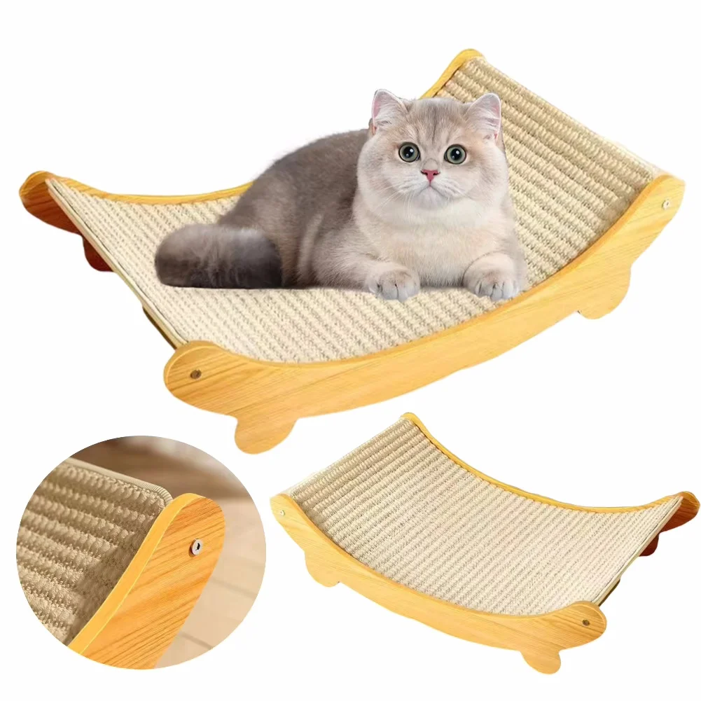 

Cat Scratch Board Wooden Cat Scratching Bed 2 In 1 Detachable Anti-Scratch Grinding Claw Sofa Furniture Protector for Cat Toys