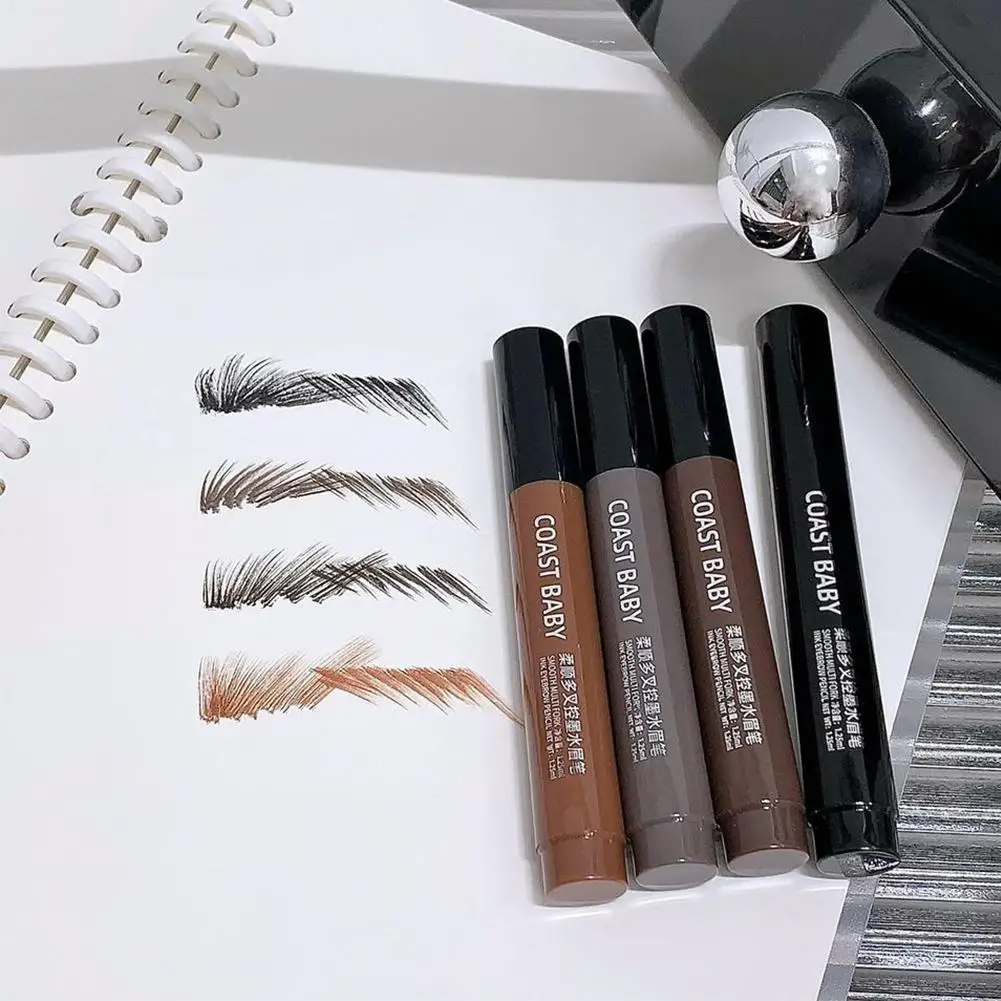 Vierpuntig wenkbrauwpotlood, waterdicht, langdurig, niet-ontkleuren, vierpuntig wild wenkbrauwpotlood, vloeibaar water wenkbrauwpotlood