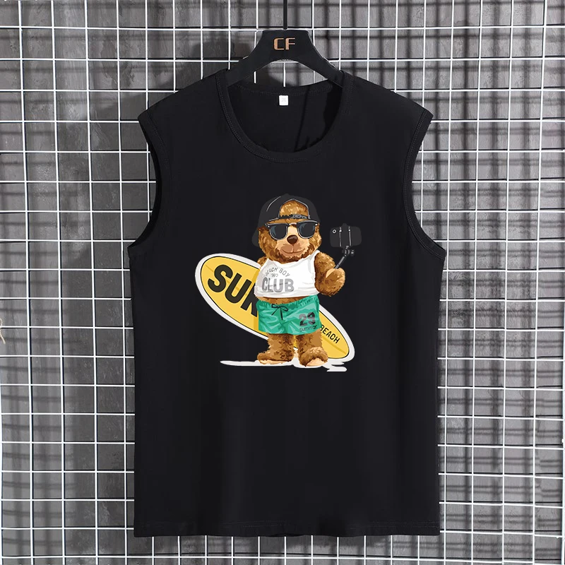 여름 남성 플러스 사이즈 민소매 조끼 6XL-14XL 러닝 탱크 탑 체육관 운동복 피트니스 티셔츠 탑 십대 남성 의류 110-200KG