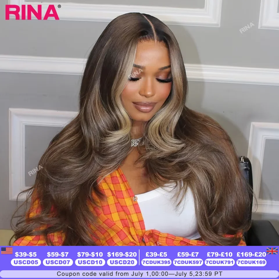 

Highlights Blonbe Human Hair 13x6 180% Density Lace Frontal Wig Transparent Body Wave Lace Closure Human Hair Wigs For Women