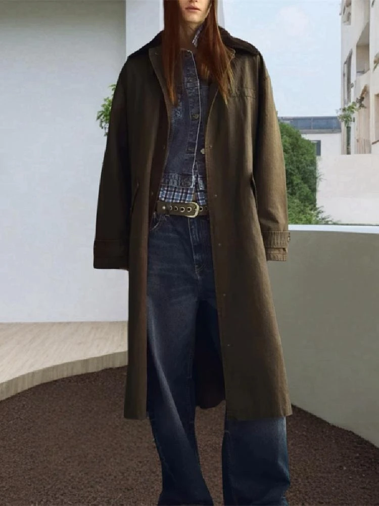 ربيع جديد المرأة معطف جلد طويل الشمع مع سروال قصير طوق بدوره إلى أسفل طوق Sle ملابس خارجية غير رسمية Faionable