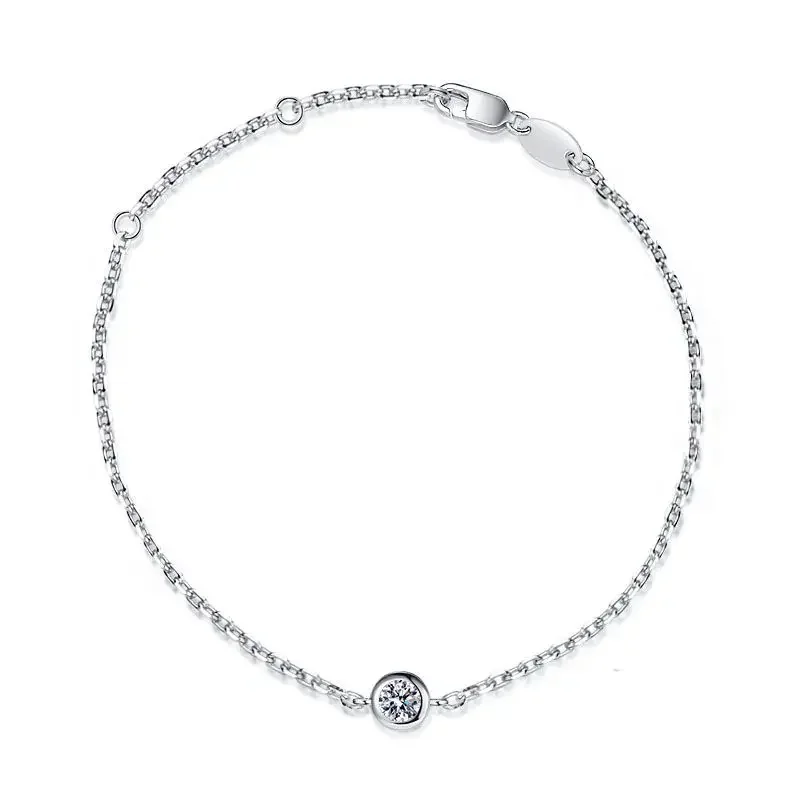 925 Sterling Silver Real 1 Carat Moissanite Diamond Anklet Bracelet For Women Sparkling Party Fine Jewelry Valentine Gifts