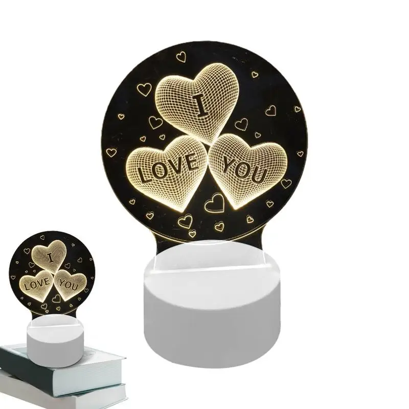 

Heart Acrylic Bedside Lamp Romantic Table Night Light Non-slip Base Desk Nursery Night Lamp For Bedroom Adds Romantic Atmosphere