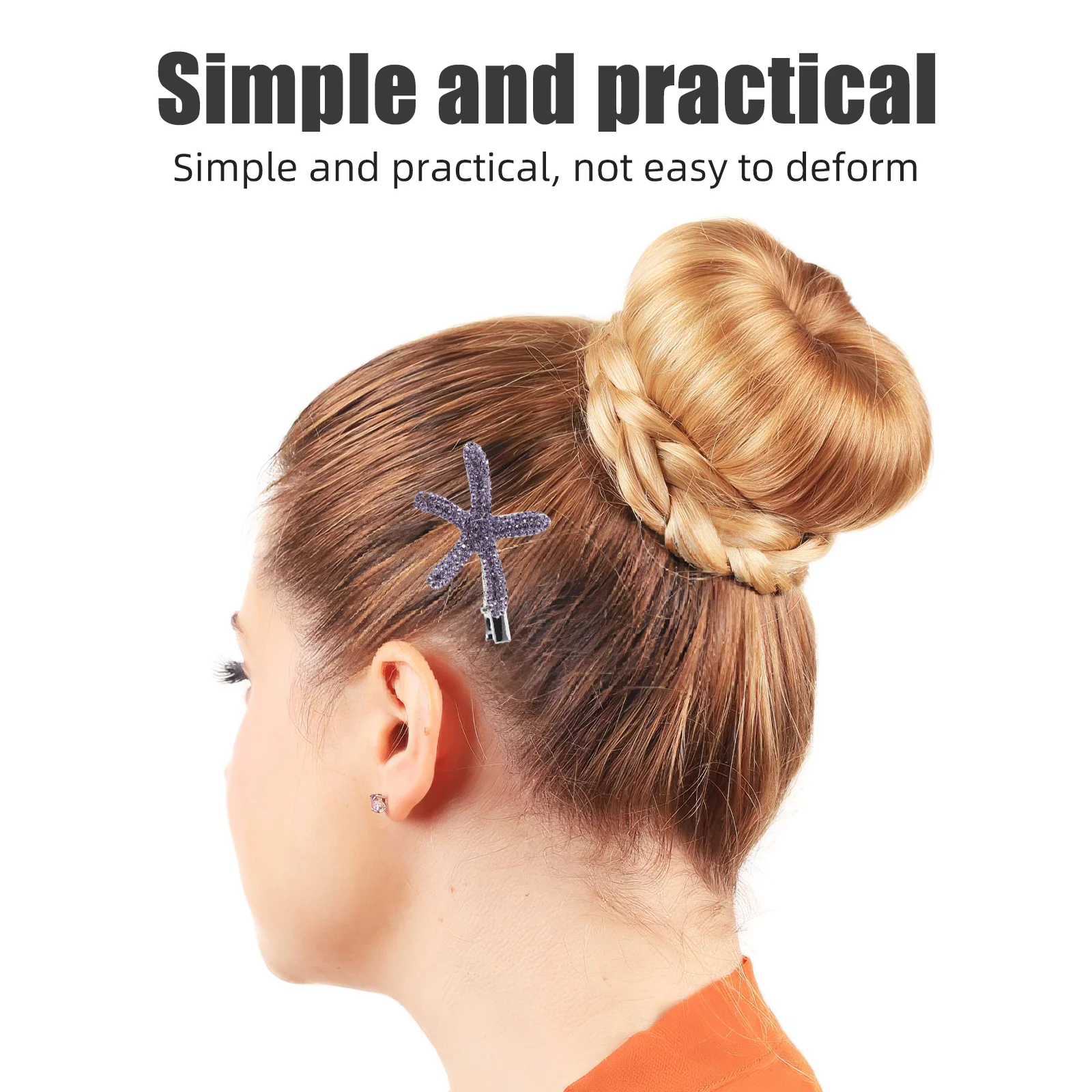 

2Pcs Purple Rhinestone Sea Star Hair Clips Flat Barrettes Sparkling Hair Accessories for Beach Wedding Tiny Barrettes