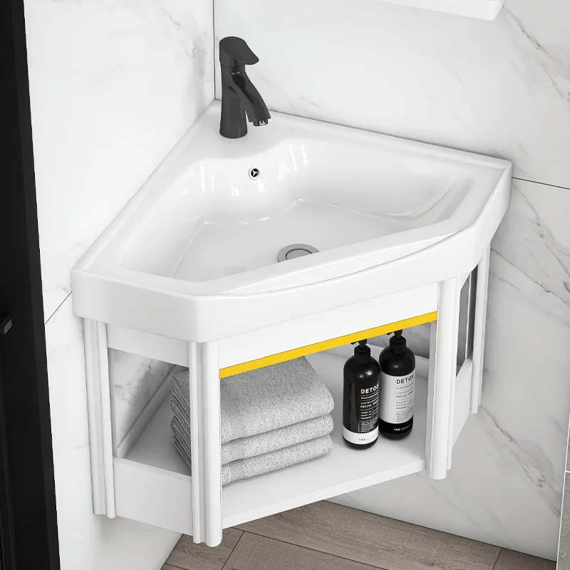 Wall-mounted small apartment corner wash basin ceramic wash table pool triangular fan
